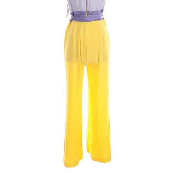 NWT Eva Mendes lilac & yellow jumpsuit, size Small - Picture 4 of 5